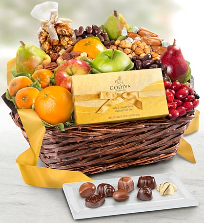 Exclusive Godiva, Fruit, & Sweets Gift Basket
